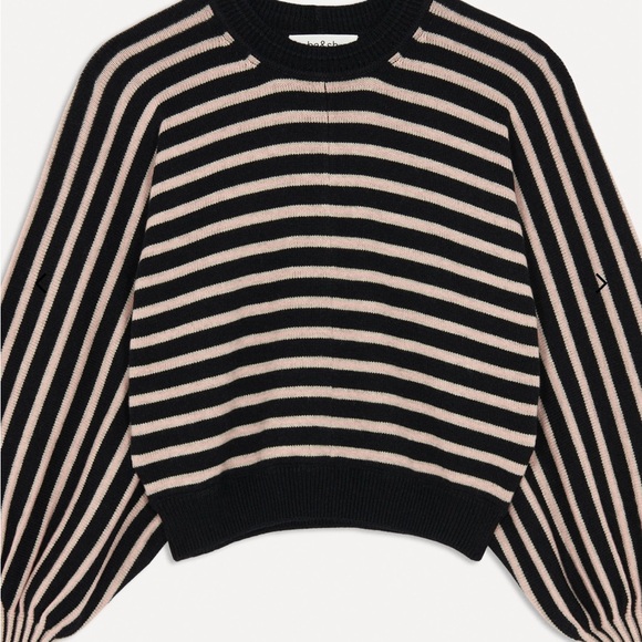 Striped Black and White Sweater - Picture 2 of 6